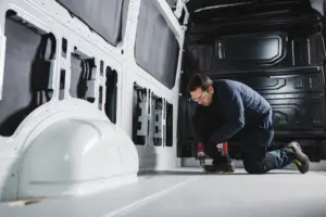 A man working on a truck.