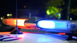 A closeup of a police car siren. 